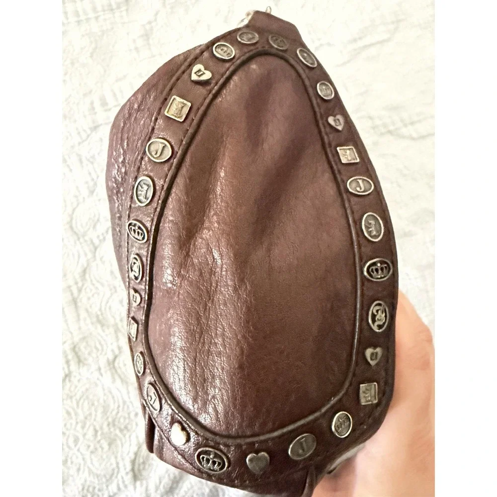 Juicy Couture Y2K Vintage Brown Leather Shoulder Bag Purse Studded Coquette